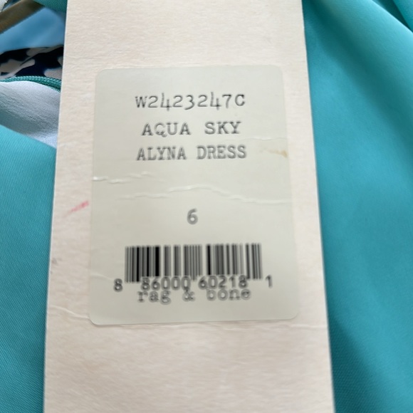Rag & Bone Alyna Aqua Blue Silk Blend Sleeveless Shirttail Dress NWT Size 6 - Picture 5 of 5